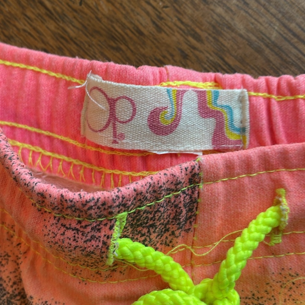 OP Palm-Print Tie-Dye Jean Shorts in Neon Gradient - Picture 2 of 6